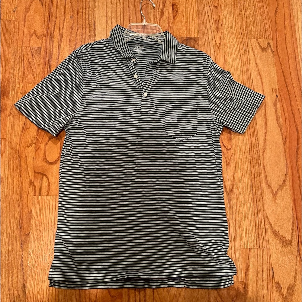 J Crew Green Striped Polo